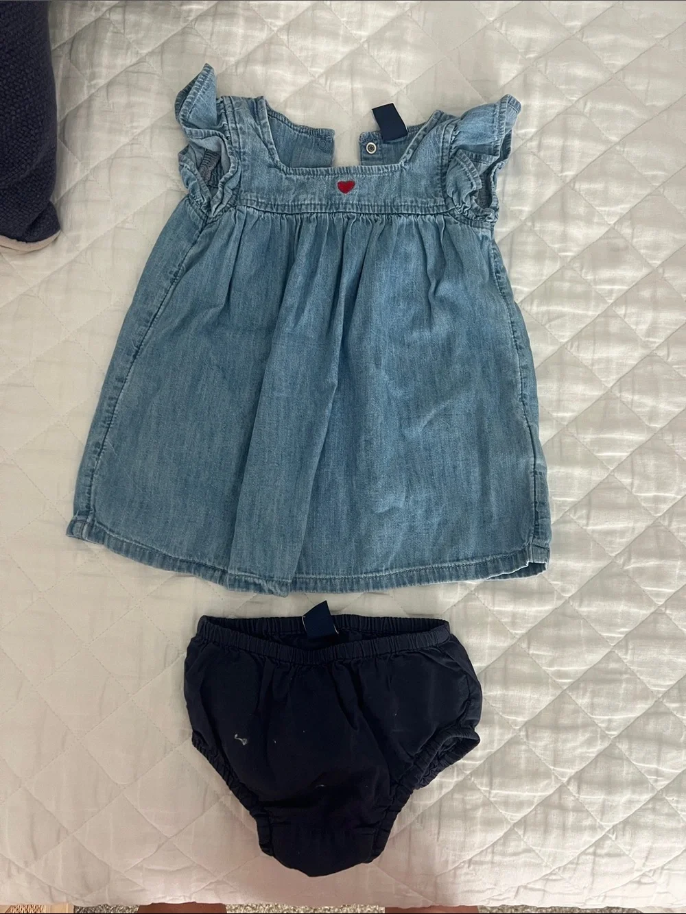 GAP Light Blue Denim Dress with Navy Bloomers